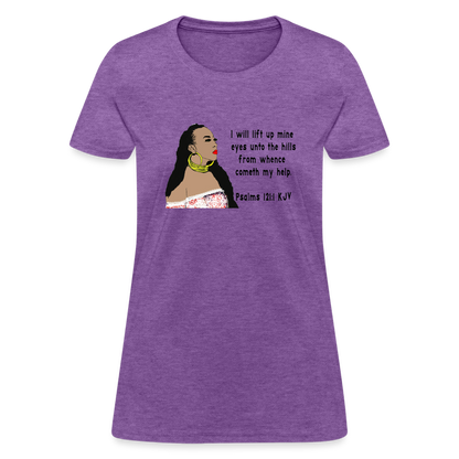 Women's Relaxed Fit T-Shirt Psalms 121:1 - purple heather