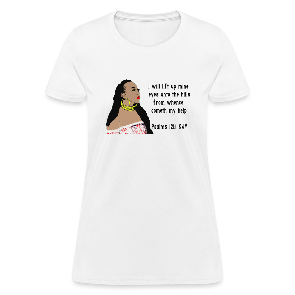 Women's Relaxed Fit T-Shirt Psalms 121:1 - white