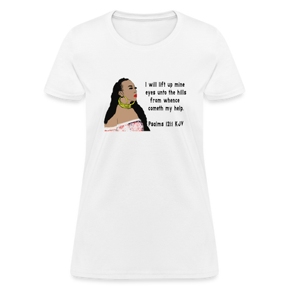 Women's Relaxed Fit T-Shirt Psalms 121:1 - white