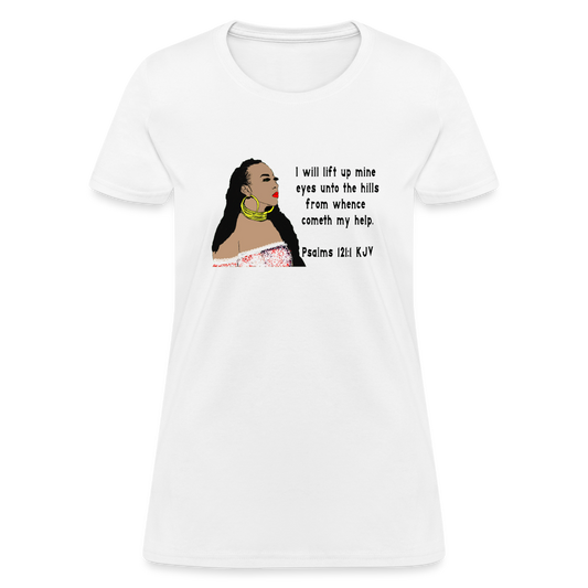 Women's Relaxed Fit T-Shirt Psalms 121:1 - white