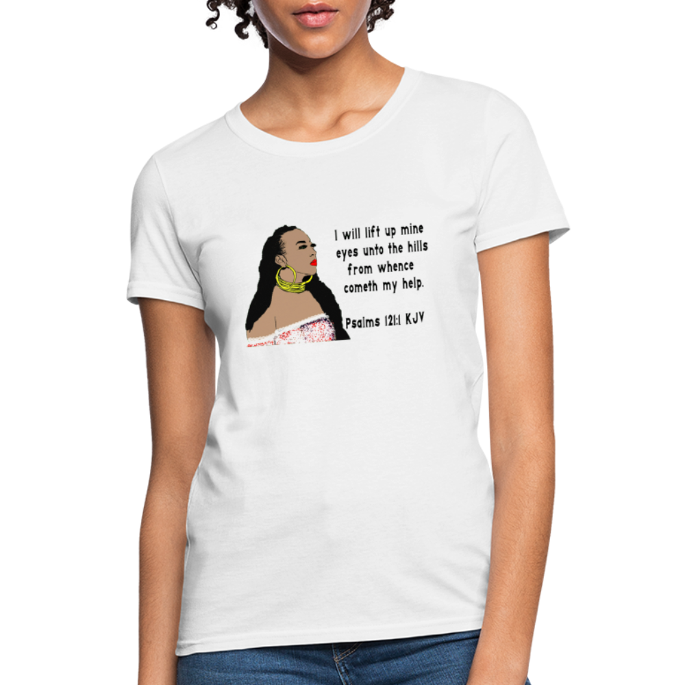 Women's Relaxed Fit T-Shirt Psalms 121:1 - white