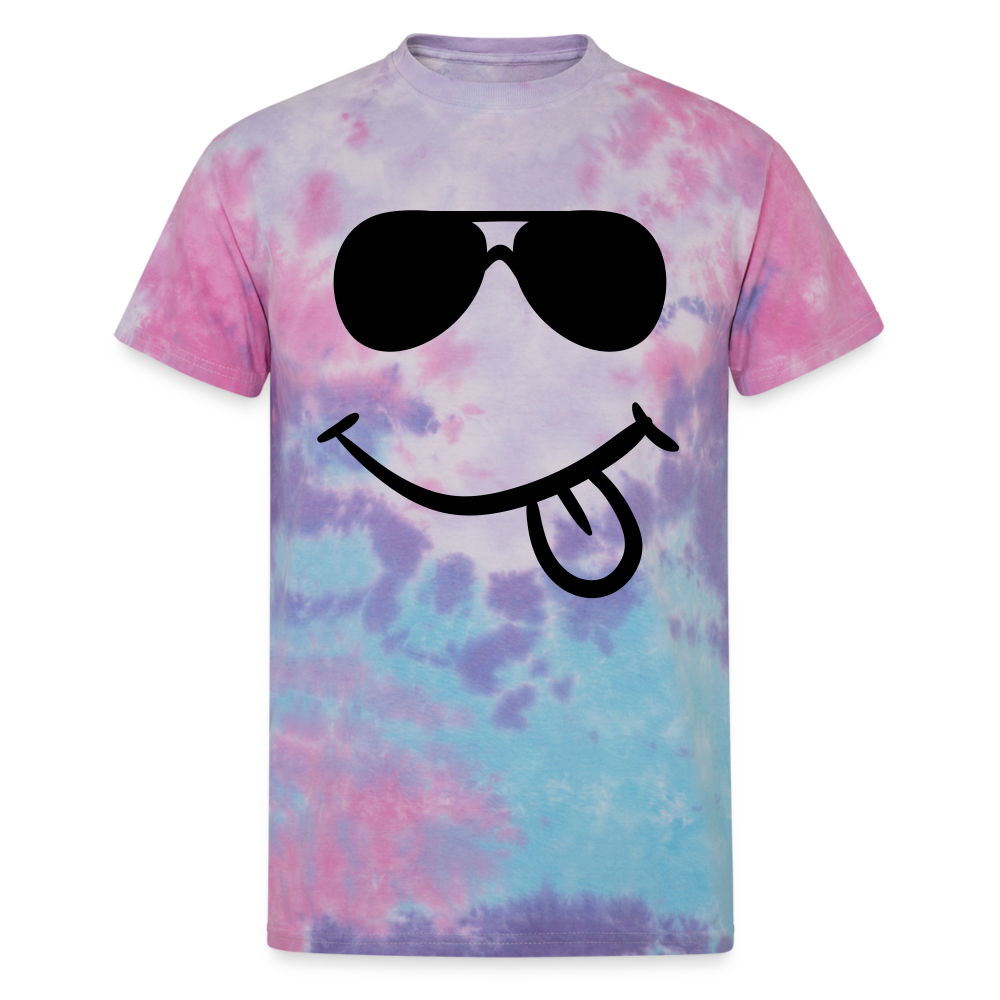 Unisex Tie Dye T-Shirt - Smiley Face - cotton candy