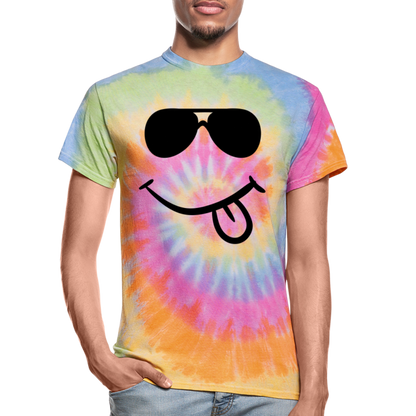 Unisex Tie Dye T-Shirt - Smiley Face - rainbow