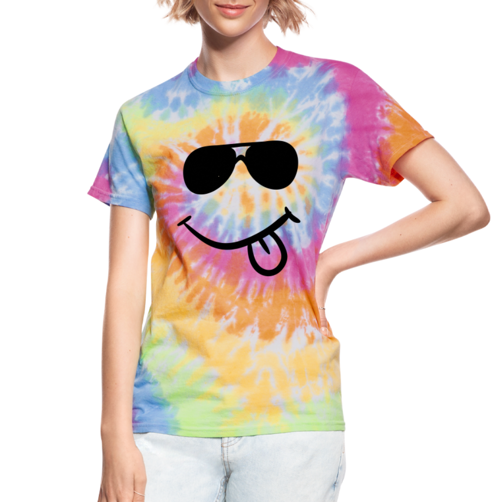 Unisex Tie Dye T-Shirt - Smiley Face - rainbow