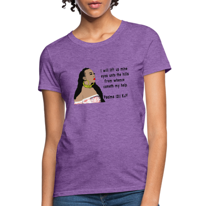 Women's Relaxed Fit T-Shirt Psalms 121:1 - purple heather