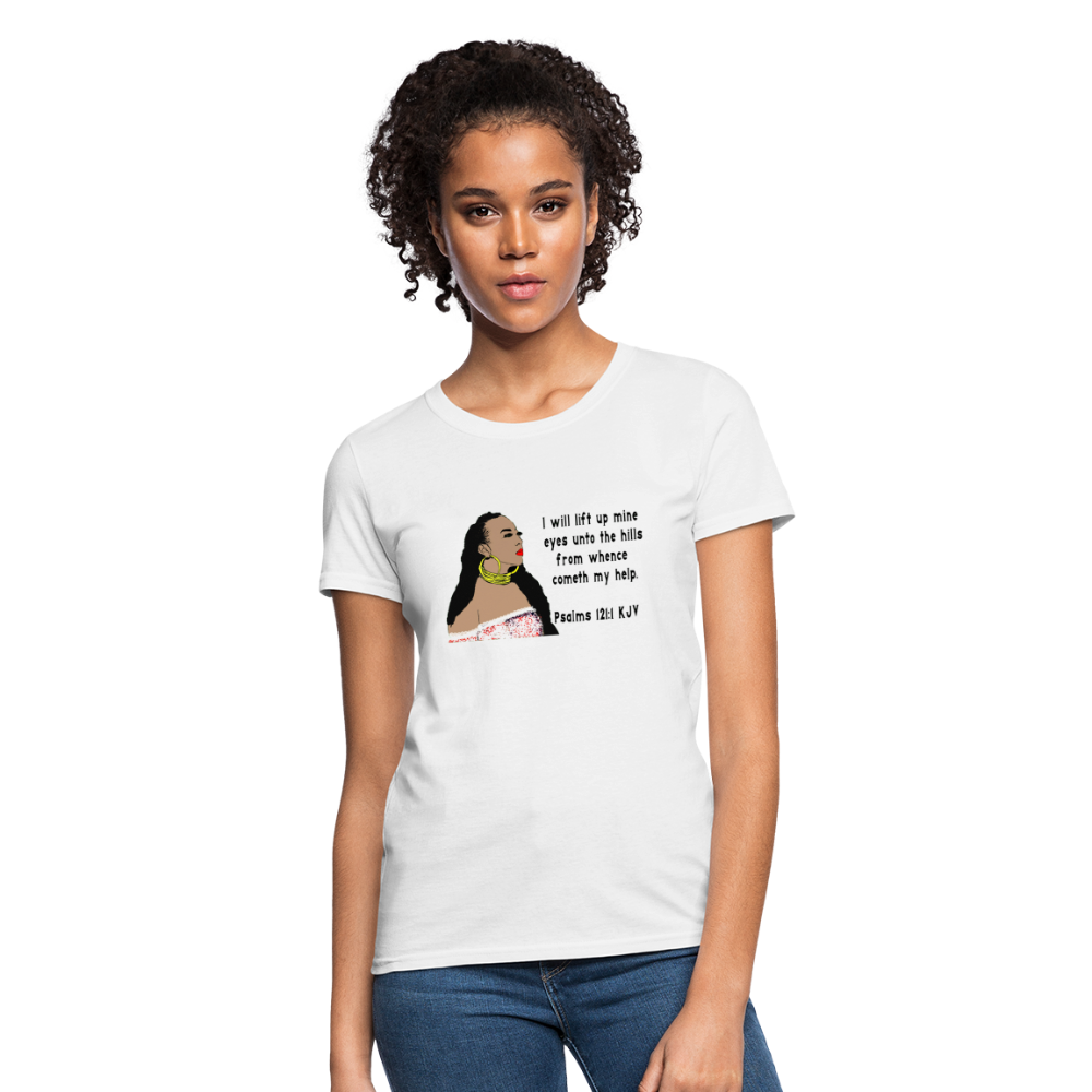 Women's Relaxed Fit T-Shirt Psalms 121:1 - white