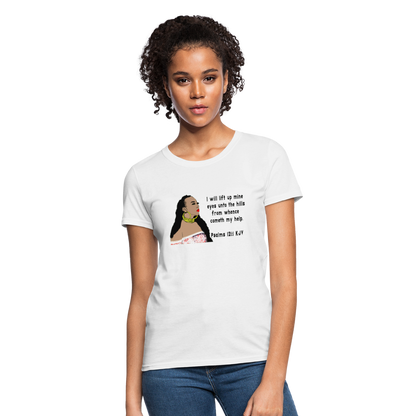 Women's Relaxed Fit T-Shirt Psalms 121:1 - white