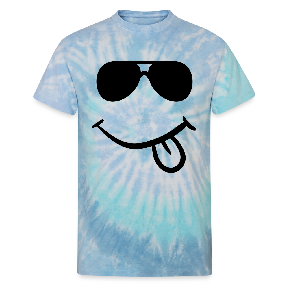 Unisex Tie Dye T-Shirt - Smiley Face - blue lagoon