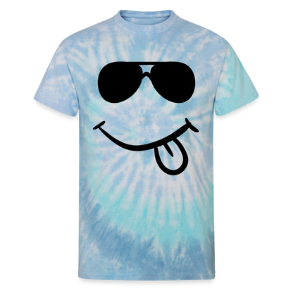 Unisex Tie Dye T-Shirt - Smiley Face - blue lagoon