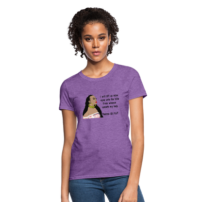 Women's Relaxed Fit T-Shirt Psalms 121:1 - purple heather