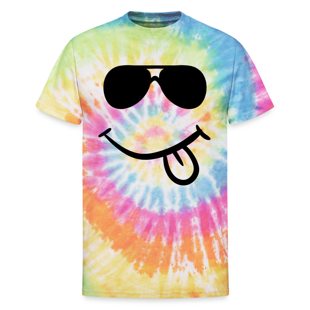 Unisex Tie Dye T-Shirt - Smiley Face - rainbow