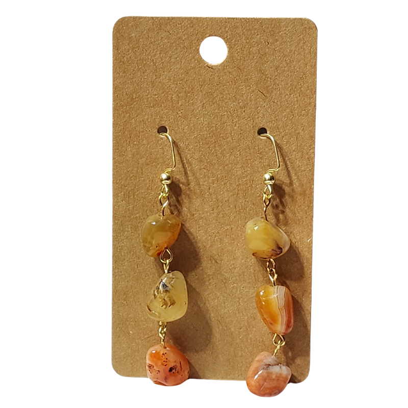 Gemstone Dangle Earrings w/ Gold-Tone Hooks, Pierced