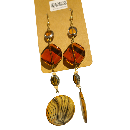 Amber & Animal Print 4-Tier Dangle Earrings