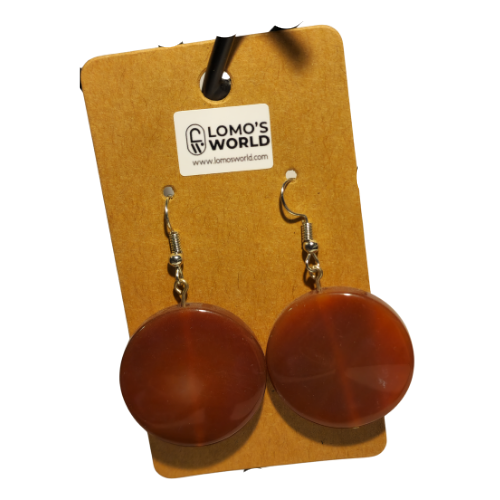 Amber Sphere Round Dangle Earrings