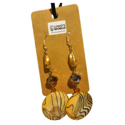 Earth Tones & Animal Print 3-Tier Dangle Earrings