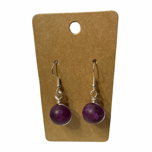 Purple Sphere Dangle Earrings