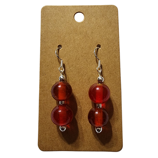 Red Glass Bead Earrings