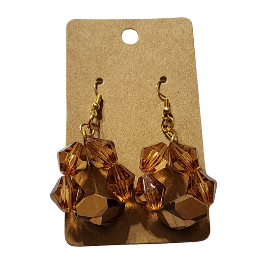 Golden Geometric Earrings, Pierced