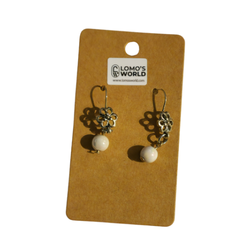 Floral Charm and Pearl Dangle Earrings