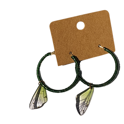 Mystical Fairy Wing Hoop Earrings – Enchanted Green