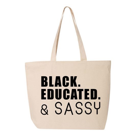 Black Educated & Sassy Canvas Tote Bag