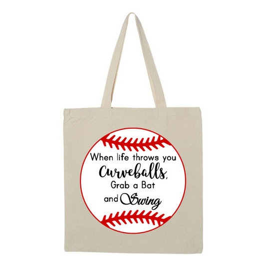 When Life Throws You Curveballs Canvas Tote Bag