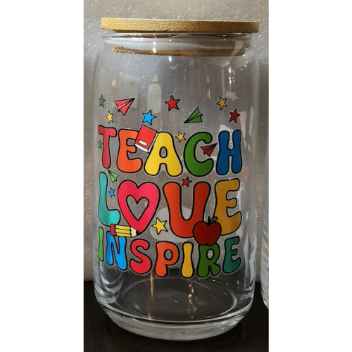 Inspirational Glass Tumblers with Bamboo Lid