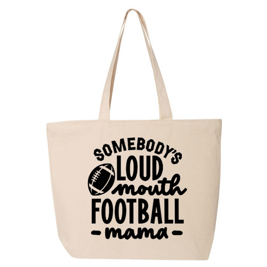 Somebody's Loud Mouth Football Mama Canvas Tote Bag